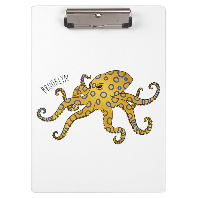 Pranchetas Blue-ringed octopus cartoon illustration (Frente)