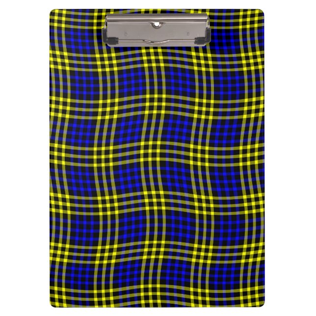 Pranchetas Blue Yellow Plaid Checker Seamless Pattern (Frente)