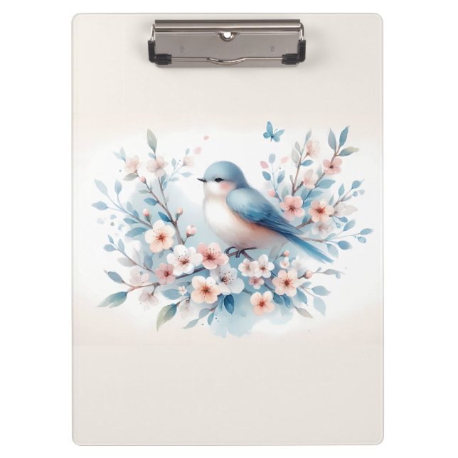 Pranchetas Bluebird Blossom Watercolor Serenity (Frente)