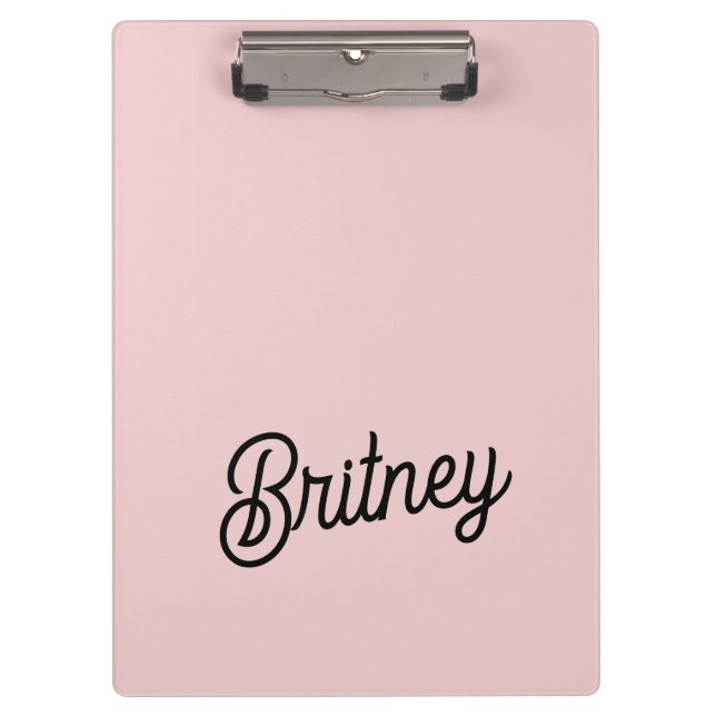 Pranchetas Blush Moderno Pó Rosa Monograma e Nome (Frente)