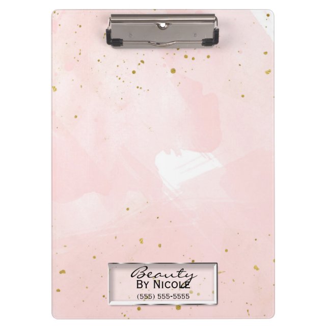 Pranchetas Blush Pink e Dourado Splatter Moderno Personalizad (Frente)