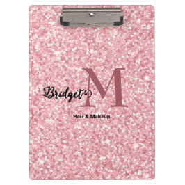 Pranchetas Blush Pink glitter Monogram hair and makeup