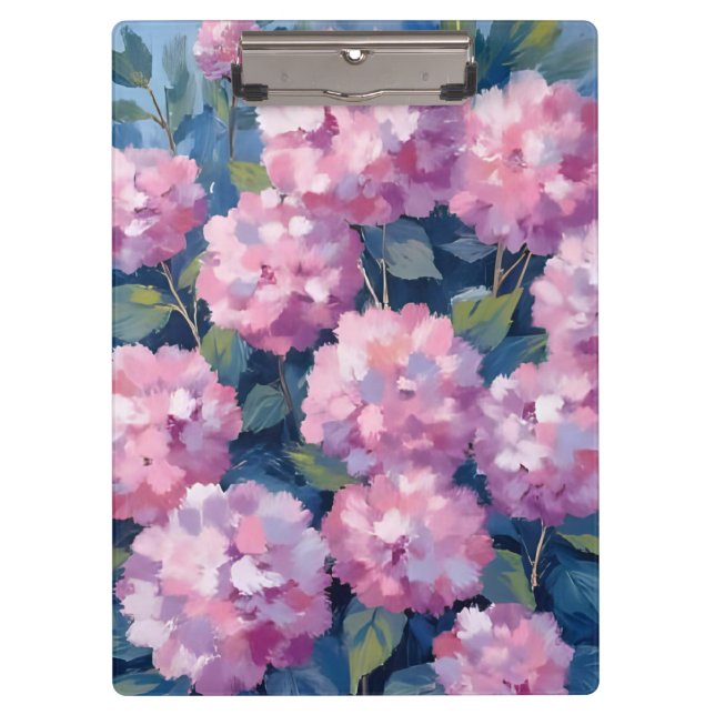 Pranchetas Blush Pink Hydrangeas Floral Watercolor (Frente)