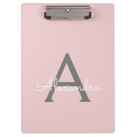 Blush Rosa Dourado Moderno Nome Monograma Feminino
