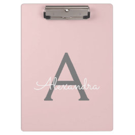 Pranchetas Blush Rosa Dourado Moderno Nome Monograma Feminino