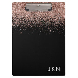Pranchetas Blush Rosa Dourado Rosa Preto Brilho Monograma Fem