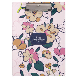 Pranchetas Bohemian Floral Navy Name Monogram