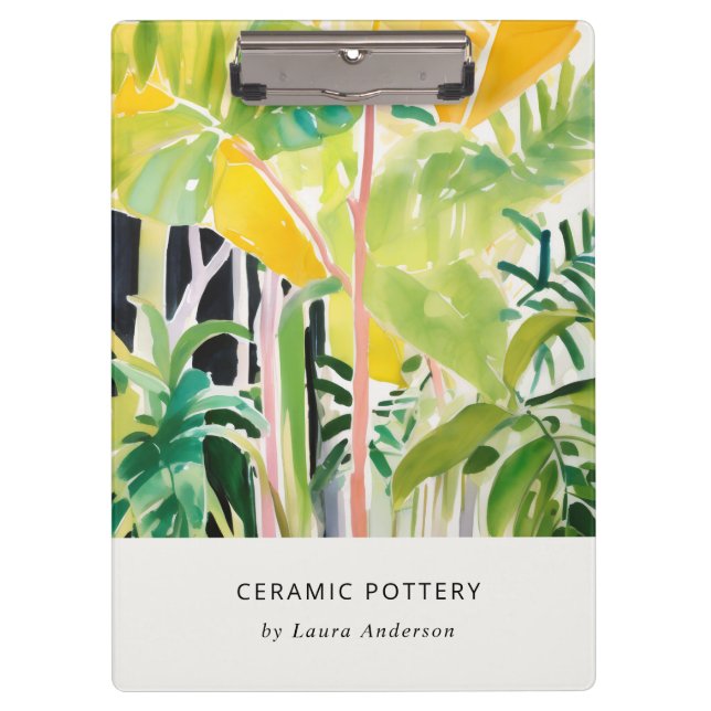 Pranchetas Boho Chic Verde Folhagem Tropical Botânica (Frente)