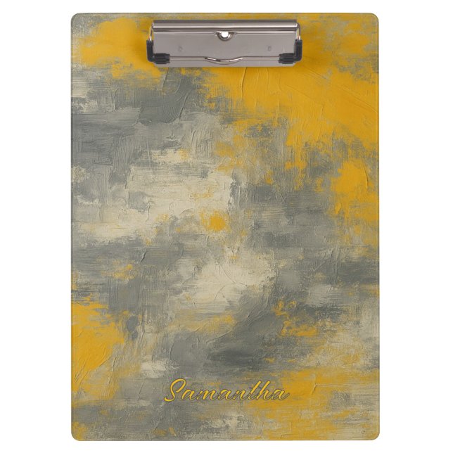 Pranchetas Boho Elegance Abstrato Mustard & Cinza Art (Frente)