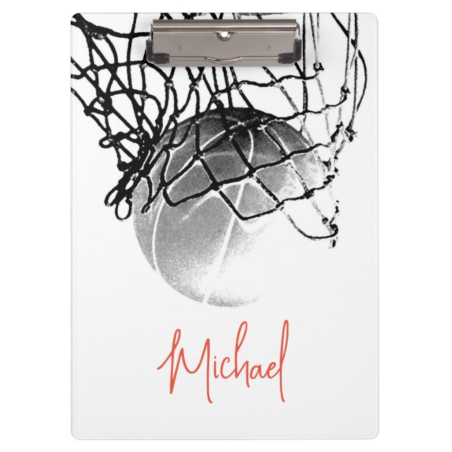 Pranchetas Bola de Basquete Preta e Branca e libere o seu nom (Frente)