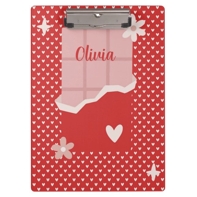 Pranchetas Bold Red Heart Love Design - Perfeito para Gi Pers (Frente)