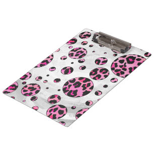Pranchetas Bolinhas-leopardo-preto e Impressão cor-de-rosa-qu