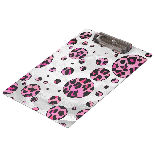Pranchetas Bolinhas-leopardo-preto e Impressão cor-de-rosa-qu (Inclinado)