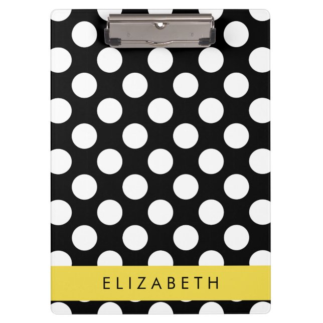 Pranchetas Bolinhas Pretas e Brancas, Pontas, Seu Nome (Frente)