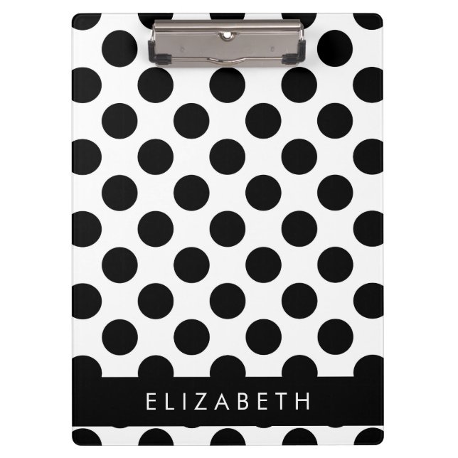 Pranchetas Bolinhas Pretas e Brancas, Pontas, Seu Nome (Frente)