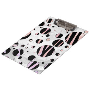 Pranchetas Bolinhas pretas e cor-de-rosa da zebra