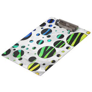 Pranchetas Bolinhas Zebra Black and Rainbow Impressão