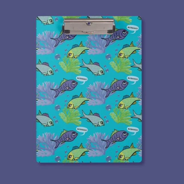 Pranchetas Bom Dia Nadando Peixe Coral Reef Padrão (Criador carregado)