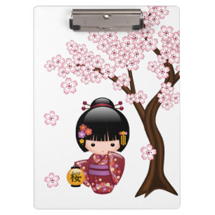 Pranchetas Boneca Sakura Kokeshi - Garota Geisha Japonesa Bon