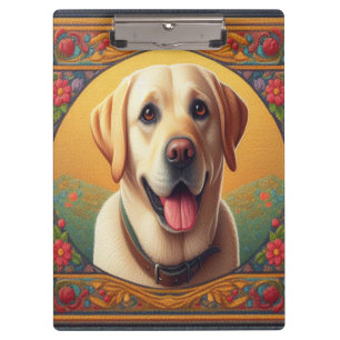 Pranchetas Borda Colorida do Cachorro do Labrador Floral Retr