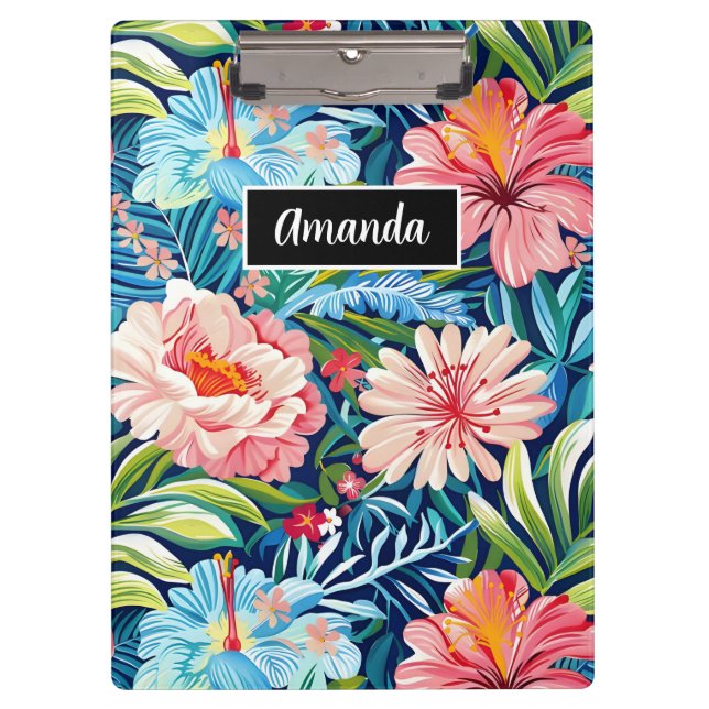 Pranchetas Botanical Tropical Summer Flowers Pattern Floral (Frente)