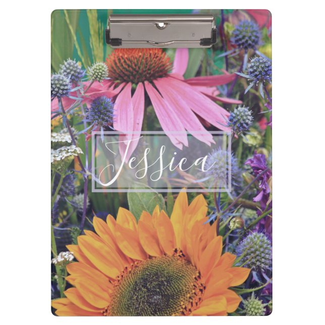 Pranchetas Bright Colorful Flowers Photo Personalised (Frente)
