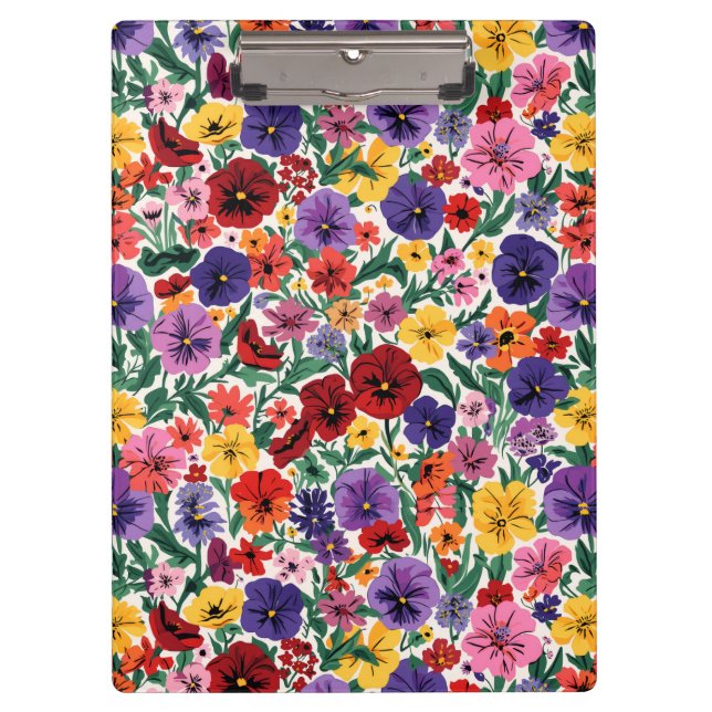Pranchetas Bright Spring Pansies Floral Garden Pattern (Frente)