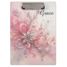 Brilho Prateado Rosa Sparkle Flor Personalizada