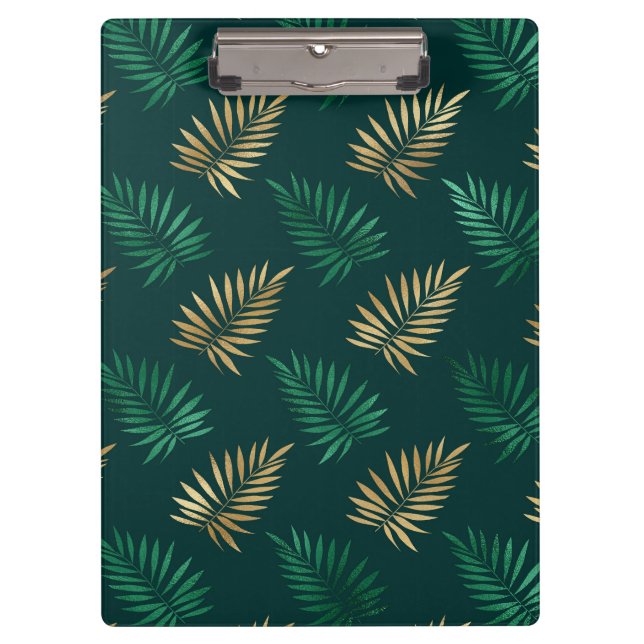 Pranchetas Brilho verde e Dourado nas folhas tropicais (Frente)