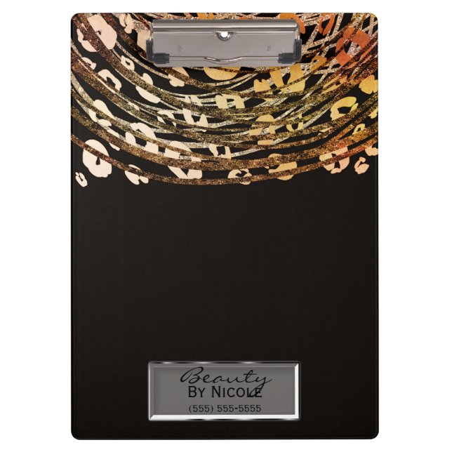 Pranchetas Bronze Laranja Cheetah Leopard Glam Personalizado (Frente)