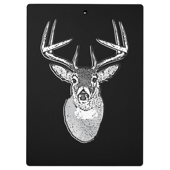 Pranchetas Buck on Black design White Deer (Verso)