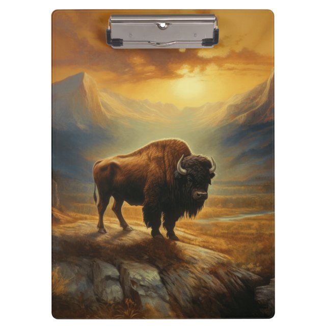 Pranchetas Buffalo Bison Sunset Silhouette (Frente)
