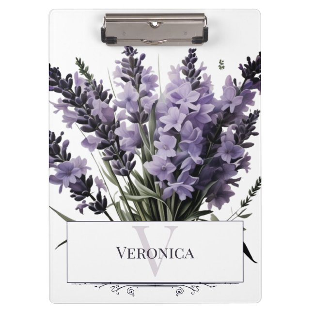 Pranchetas Buquê de Lavanda de Aquarela Personalizado (Frente)