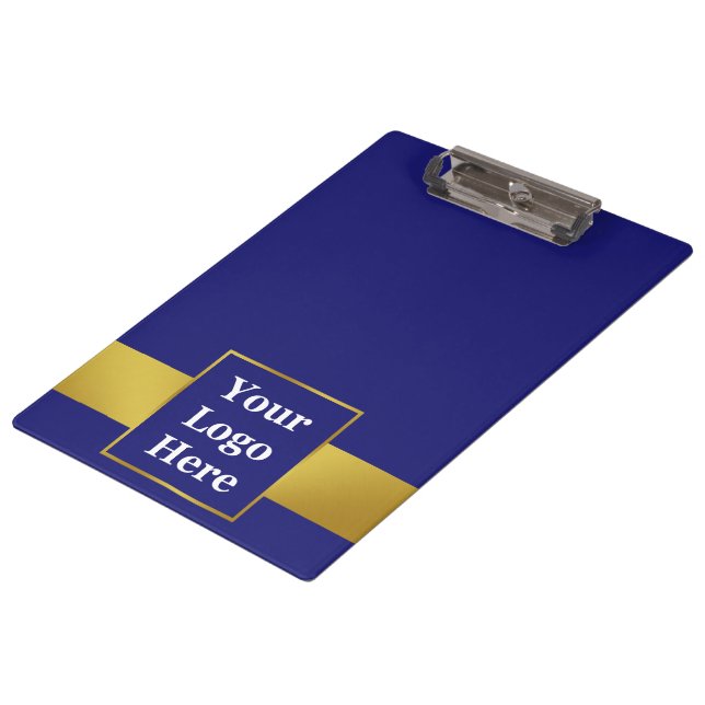 Pranchetas Business Dark Blue e Dourado seu Modelo de logotip (Inclinado)