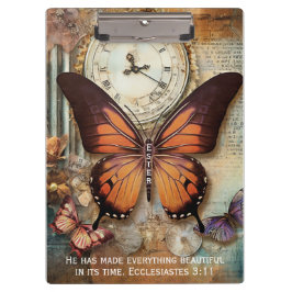 Pranchetas Butterfly Clock Clipboard Ecclesiastes 3:11 