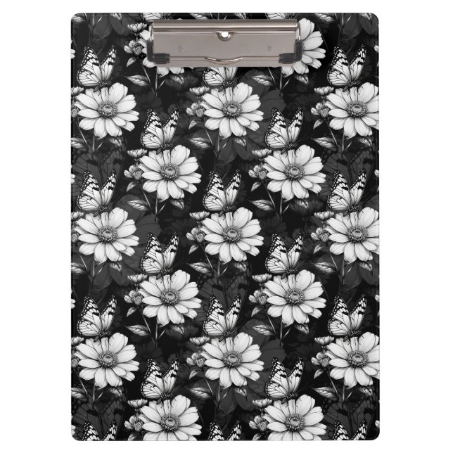 Pranchetas Butterfly On Flower Patterne Design - Preto (Frente)