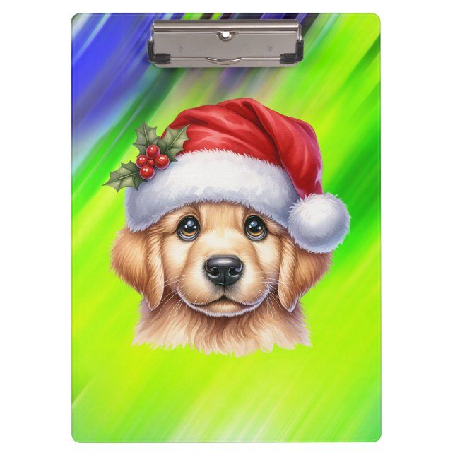 Pranchetas Cachorro para Retriever ouro com Estilo Papai Noel (Frente)