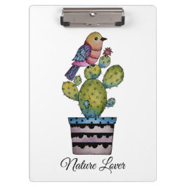 Pranchetas Cactus E Ave Arco-Íris Em Aquarela