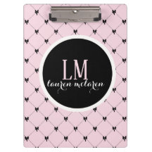 Caderno Monograma com Laço Rosa e Preto