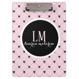 Pranchetas Caderno Monograma com Laço Rosa e Preto