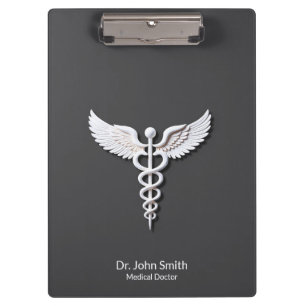 Pranchetas Caduceus Anthracite Detalhado, Limpo Médico Branco