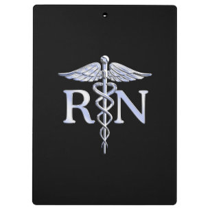 Pranchetas Caduceus de prata do RN da enfermeira diplomada no