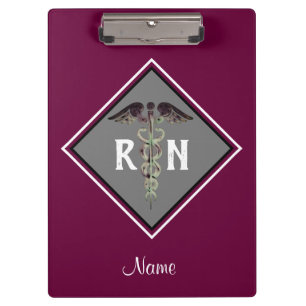 Pranchetas Caduceus personalizado do RN da enfermeira