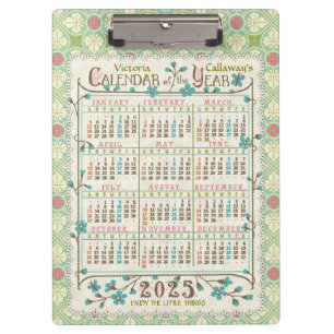 Pranchetas Calendário 2025 Art Nouveau Vitoriano Personaliz