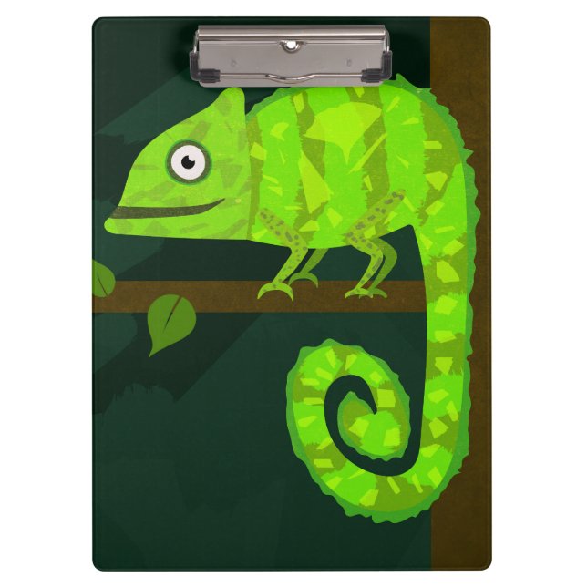 Pranchetas Camaleão verde fofo (Frente)