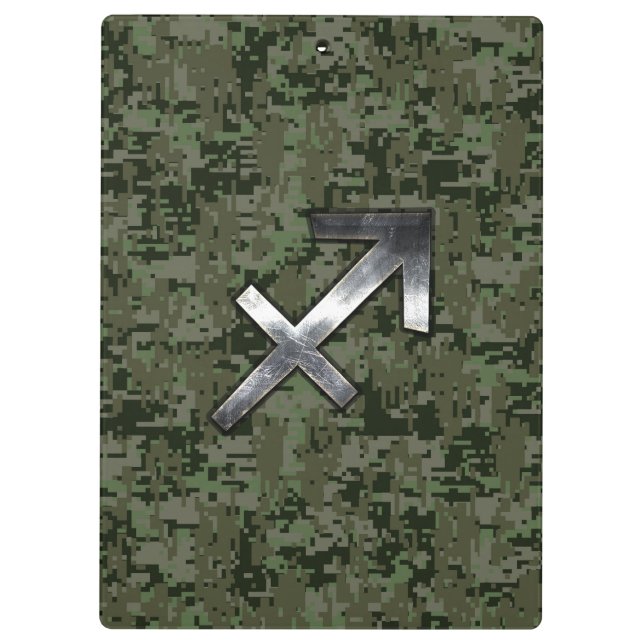 Pranchetas Camo Digital Silver Sagittarius Zodiac Woodland (Verso)