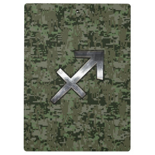 Pranchetas Camo Digital Silver Sagittarius Zodiac Woodland