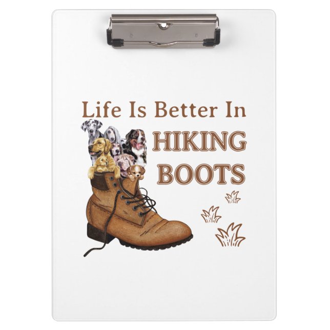 Pranchetas Camper Gift | Life Is Better In Hiking Boots Dog (Frente)