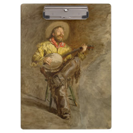 Pranchetas Cantando Vaqueiro Espanhol w Banjo Tocando Música