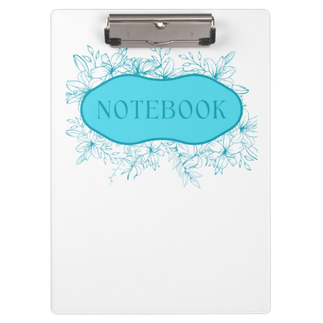 Pranchetas Capa de Caderno Floral Azul (Frente)